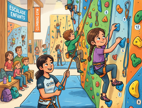 Enfant pratiquant l’escalade en salle