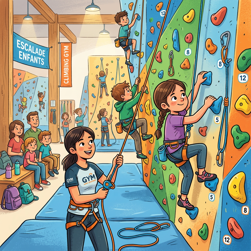 Enfant pratiquant l’escalade en salle